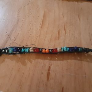 Handmade leather wrap beaded bracelet
